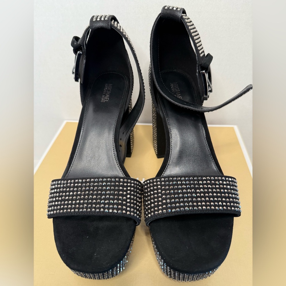 Michael Kors Elegant Black and Silver Women's Platform Heels - Picture 6 of 13